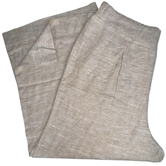 Ella Moss Womens X-Large Tan Linen Blend Wide Leg Ankle Boho Flowy Baggy Pants - Picture 3 of 8